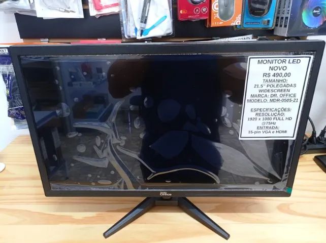 Monitor LED HDMI Novo 21.5 Polegadas Full HD c/ cabos caixa Garantia Parcelamos Microcerto