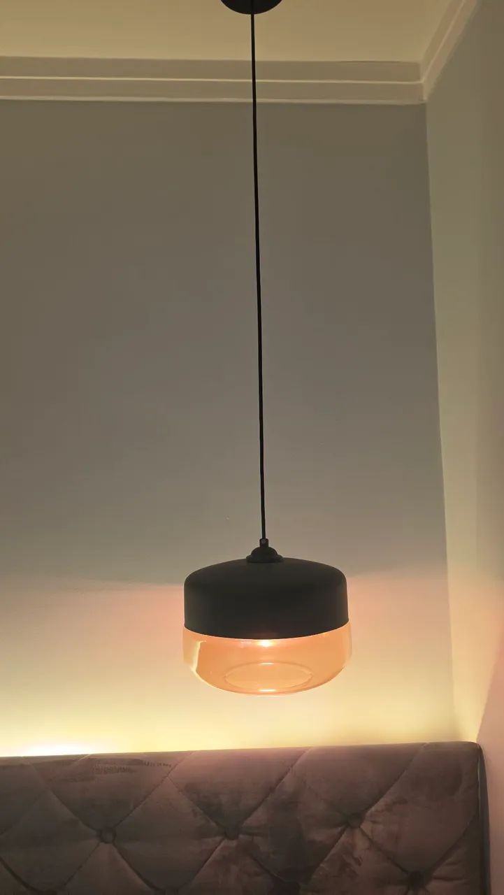2 Luminárias Pendente Balcão Cozinha Quarto Vidro E27 Bivolt - Foto 3