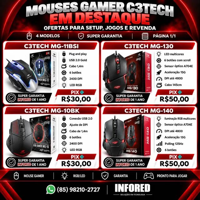 Mouses Gamer C3Tech em Destaque