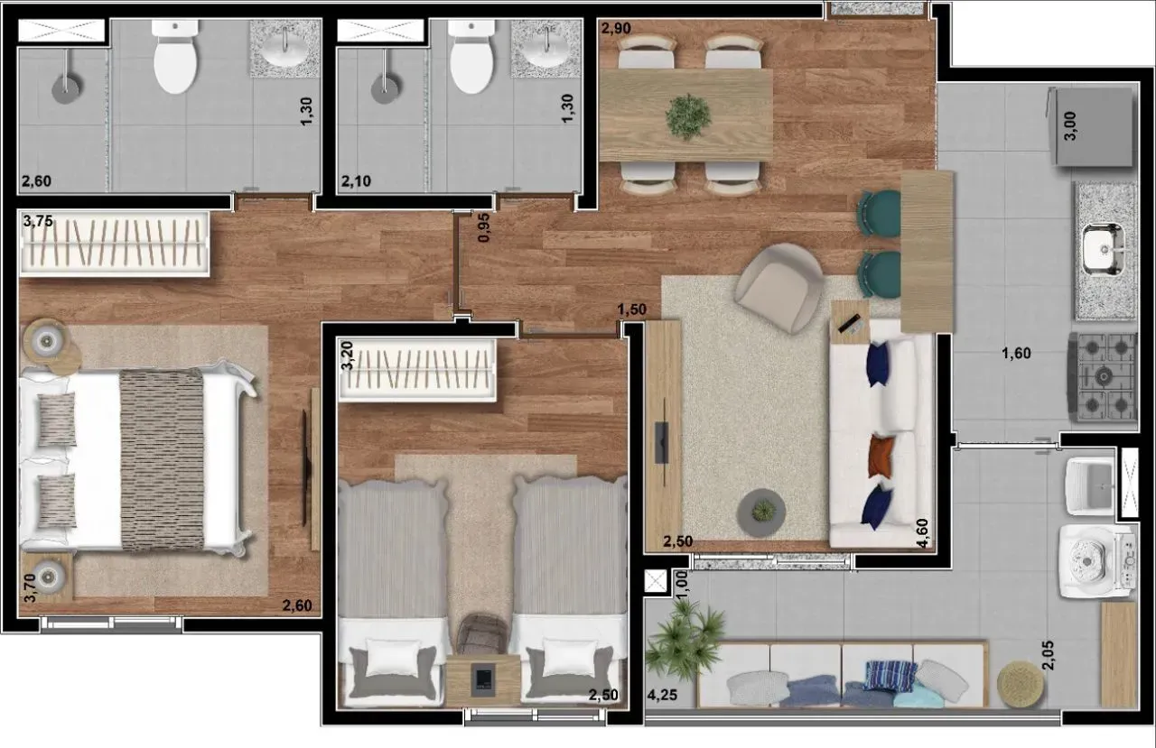 PLANTA 57m²