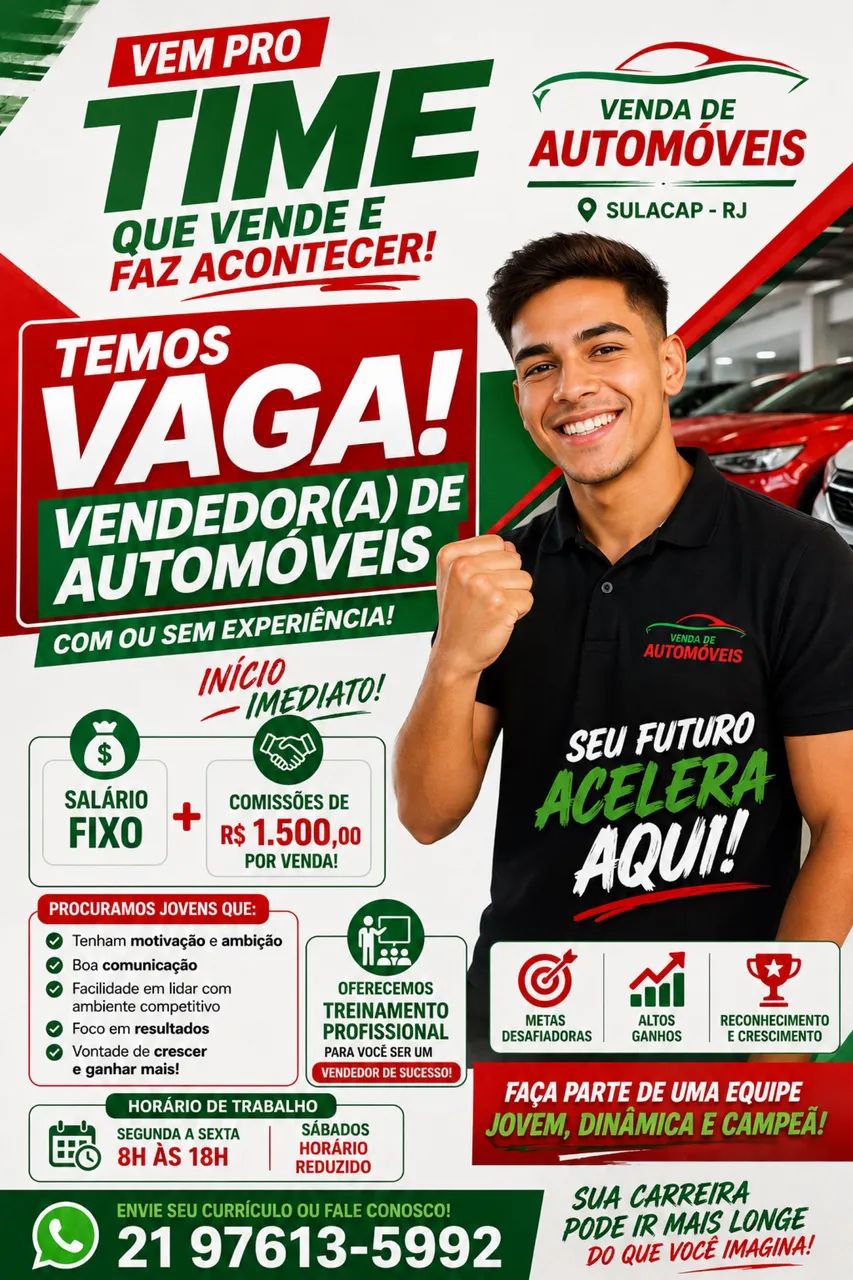 Vendedor(a) Salário + Comissão | Início Imediato