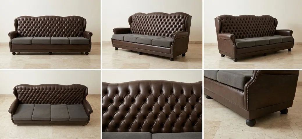 Sofá Clássico em Couro - Estilo Chesterfield - Mais de 40 Anos