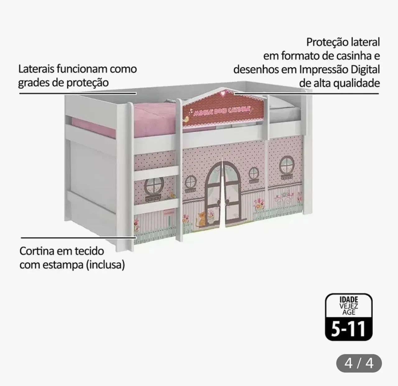 Cama elevada minha doce casinha - Foto 5