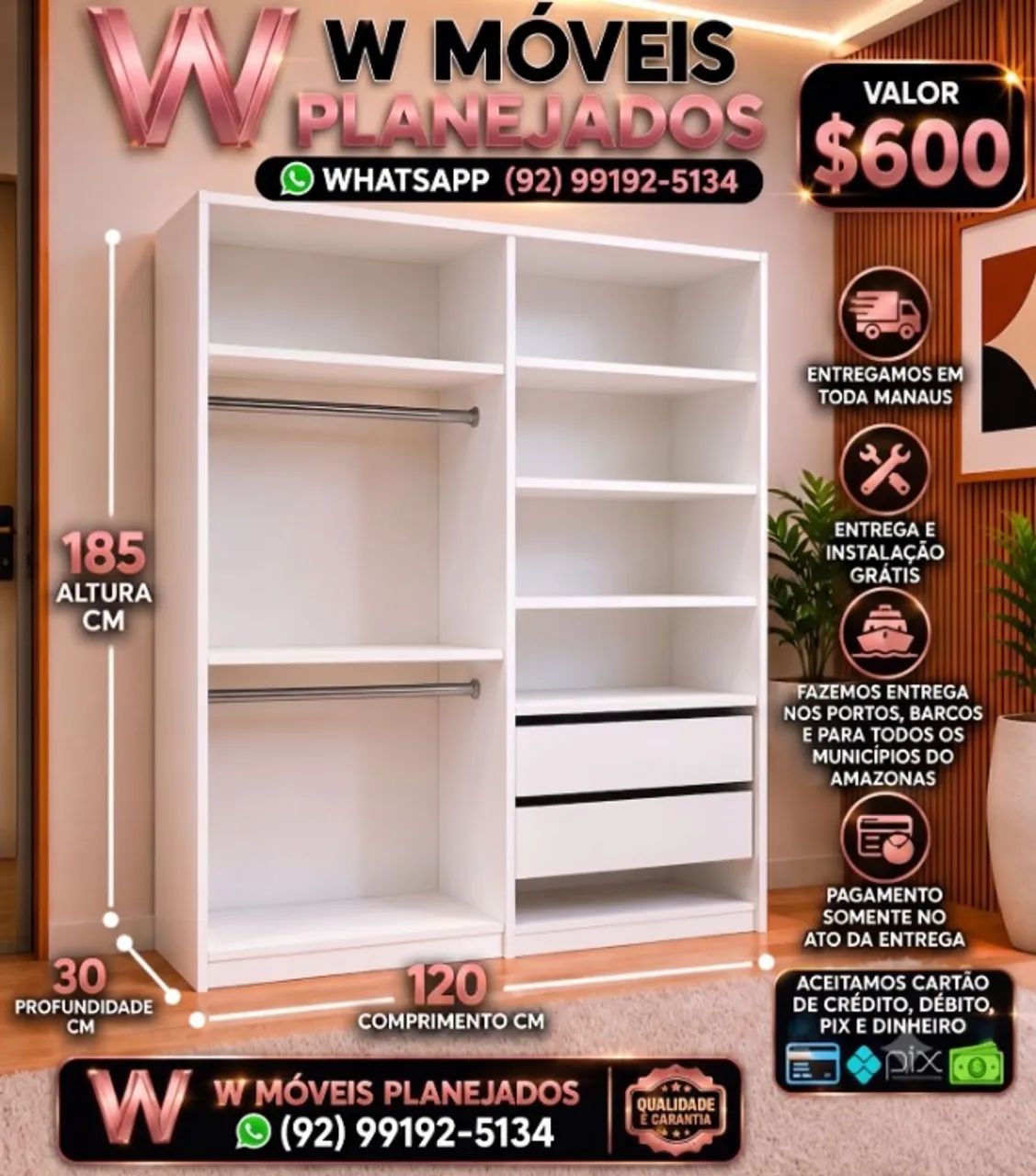 CLOSET MDF BRANCO - Foto 2
