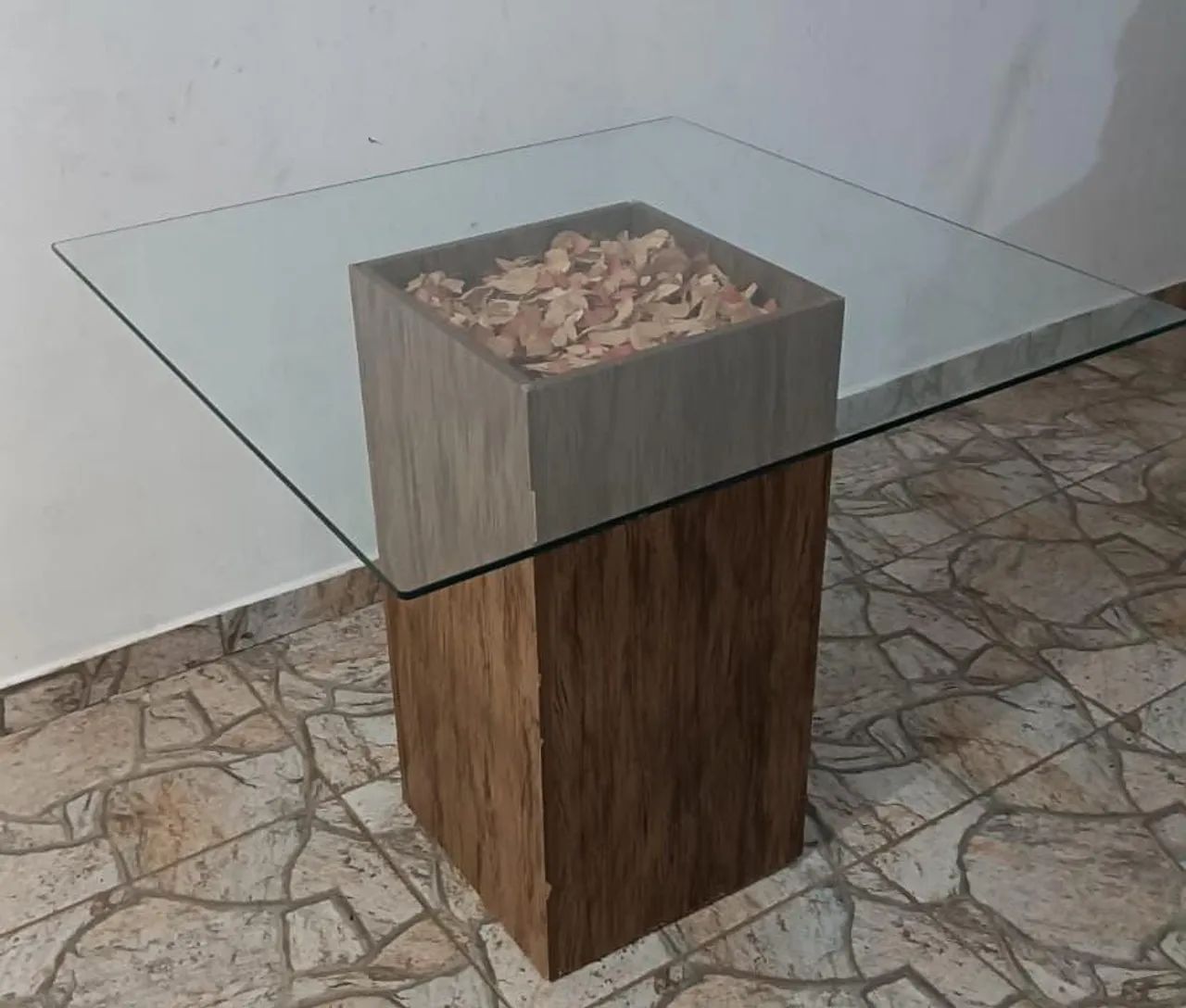 Mesa com Tampo de vidro 1m x 1m - Foto 2