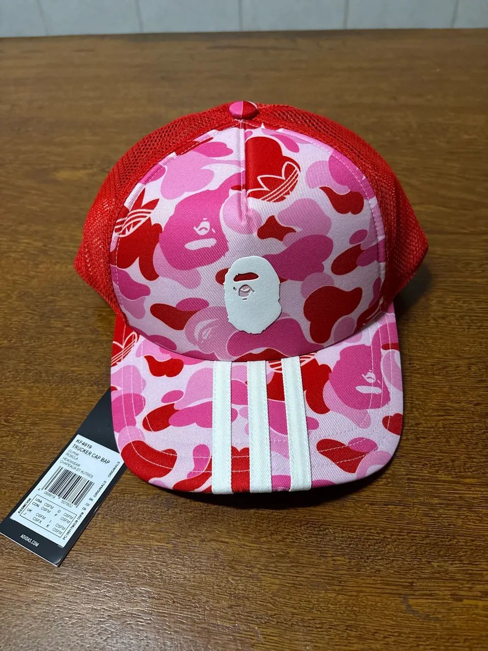 BAPE x Adidas Boné Trucker Clear Pink