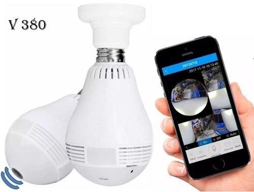 Lâmpada Espiã Câmera Ip Led Wifi Hd Panorâmica 360º Celular