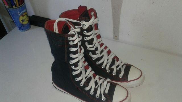 All Star cano alto preto e vermelho usado 36 - Foto 2