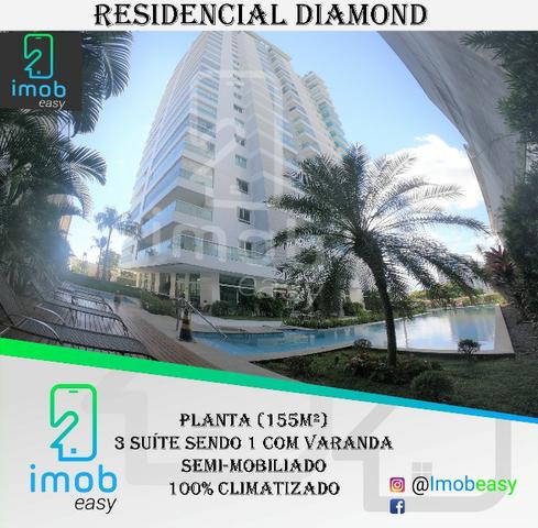 Diamond, 3 suítes, varanda com cortina de vidro (semi-mobiliado)