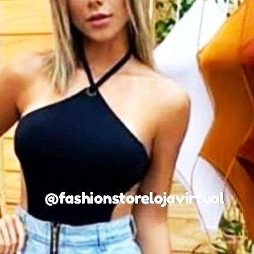 Body maio preto e branco com recortes tam único com bojo - Foto 2