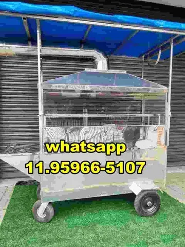 carrinho de churrasco espetinho gigante com vidros