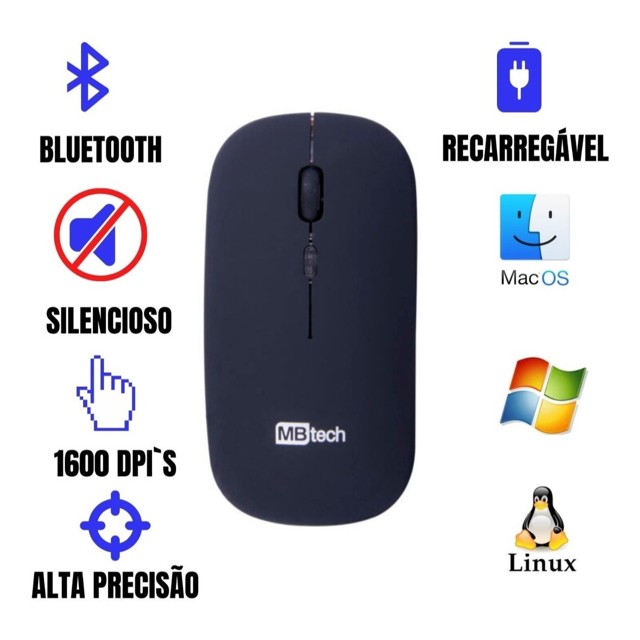 Mouse Sem Fio Bluetooth Recarregável Led Compatível Mac Ios - Foto 4