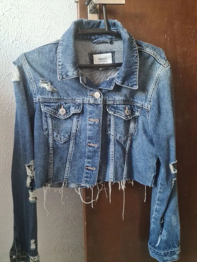 Jaqueta jeans cropped 