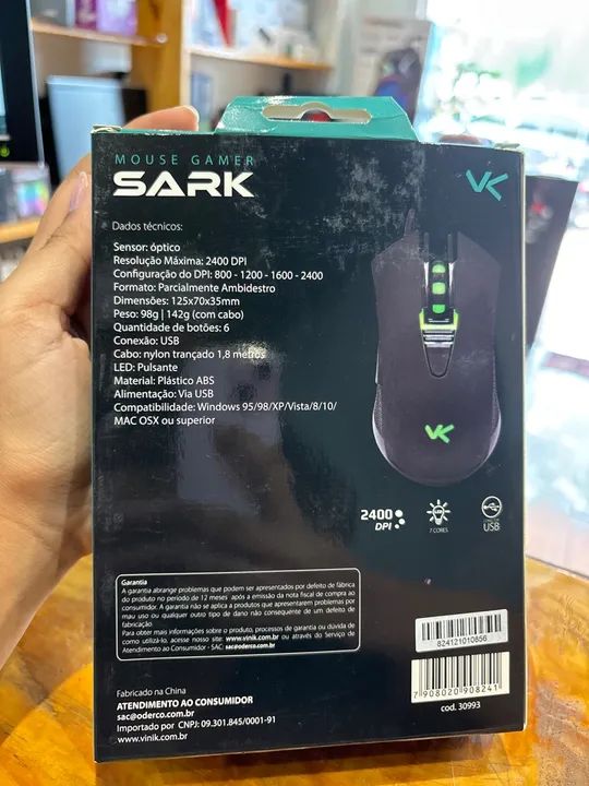 Mouse Gamer Sark 2400 DPI - Cabo traçado 1,8m - Foto 2