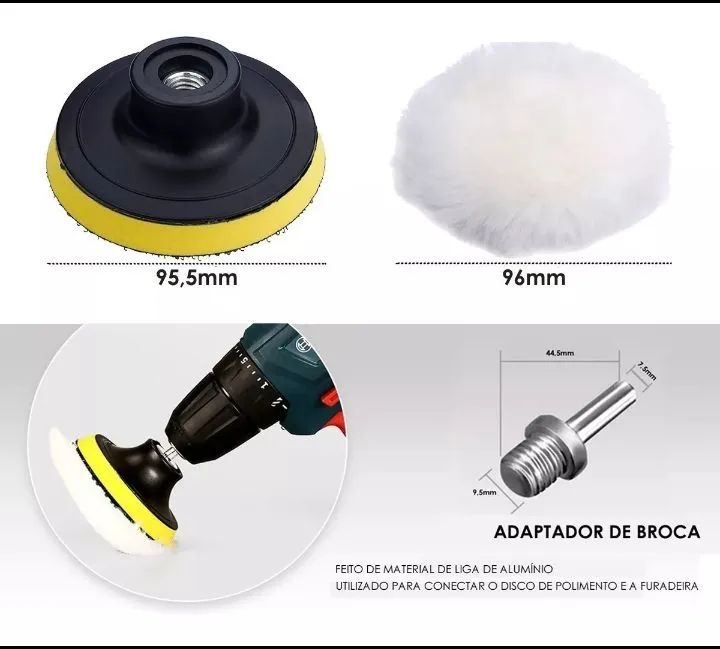 Kit de Polimento para Carro - 3 Espumas + 1 Disco + Adaptador - Foto 3