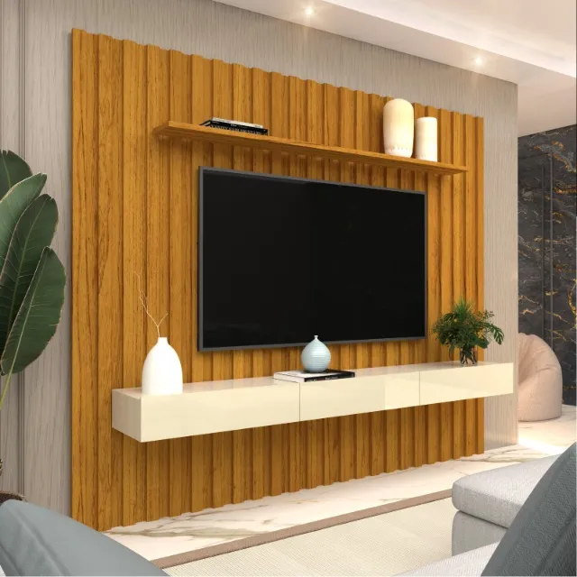 sala painel ripado de 180 cm