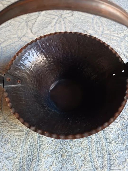 Cesto Cesta Antiga Metálica Cor Bronze Anos 80 - Foto 3