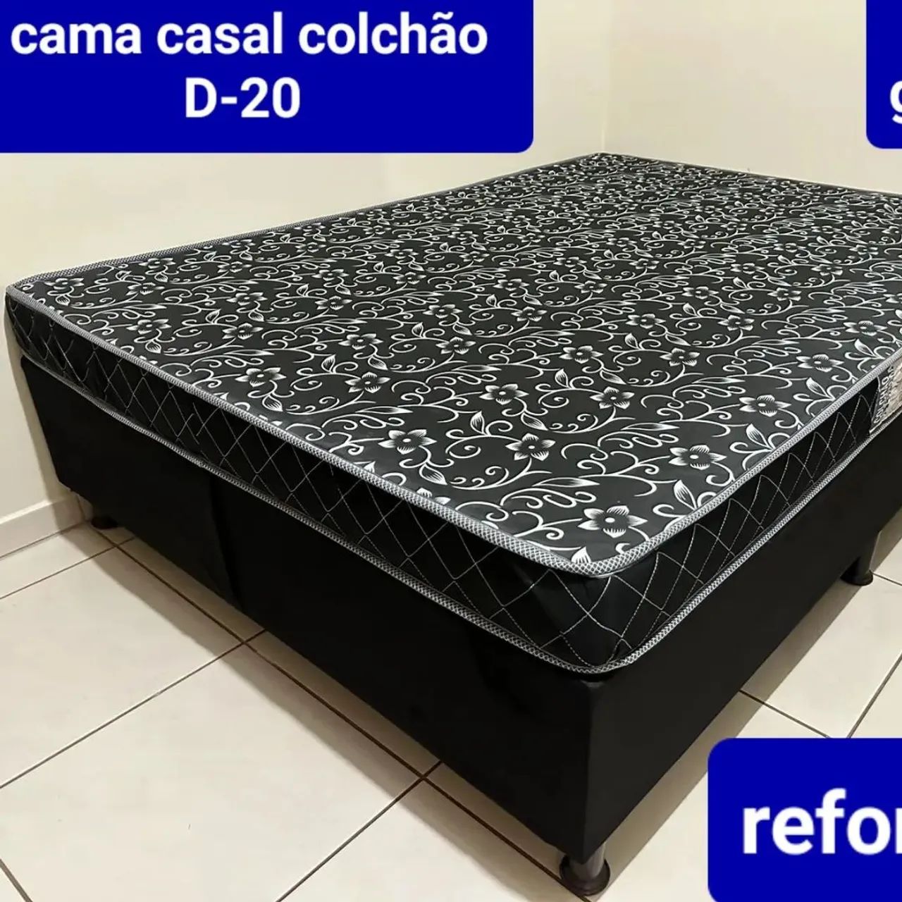Cama Casal com Colchão D-20 novo em 3 X $250.00