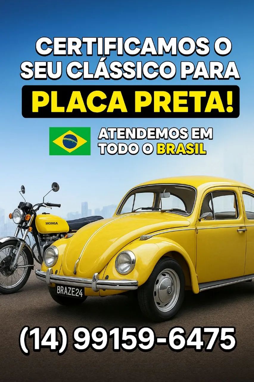 Placa Preta para Carros Clássicos