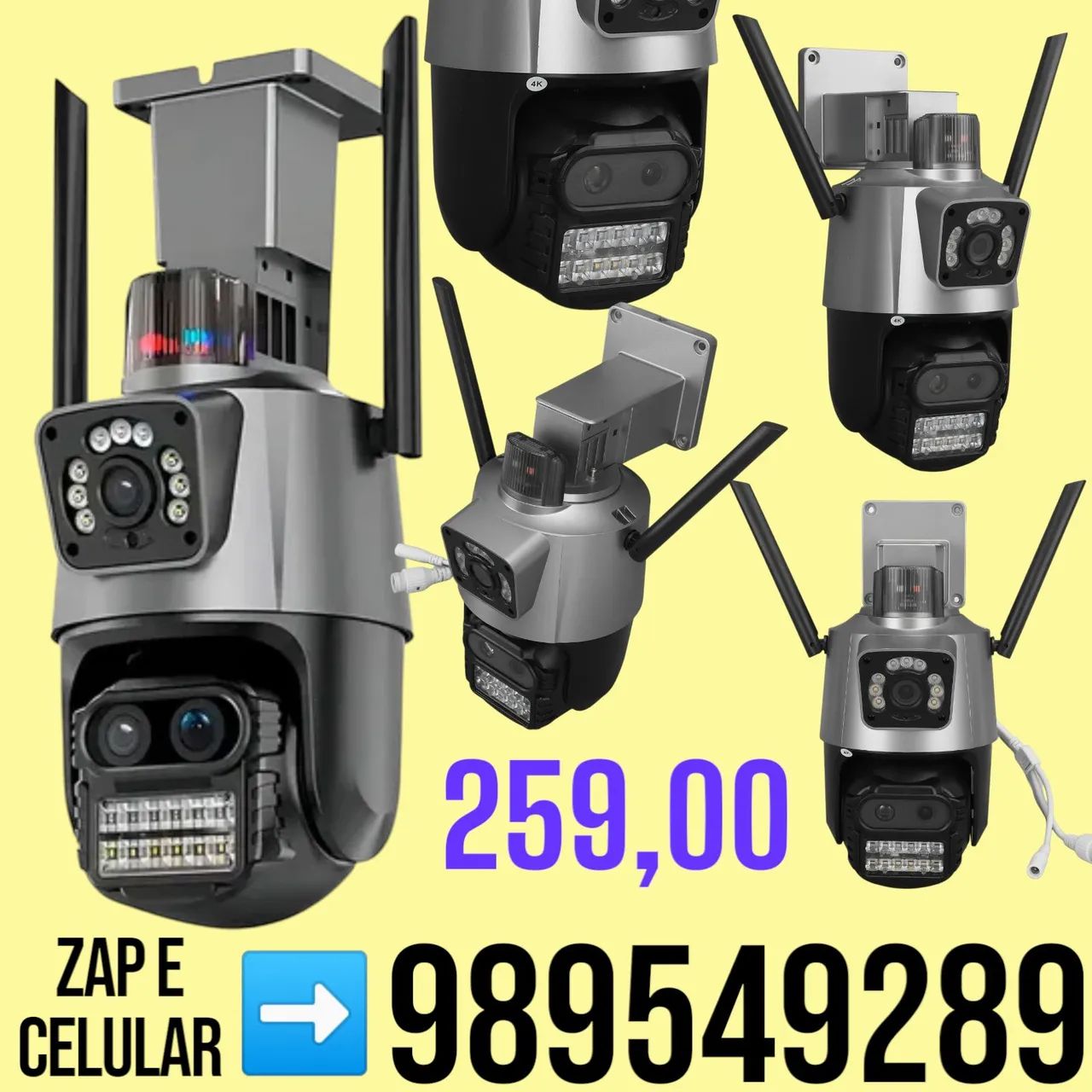 Câmera de segurança com sirene e 3 leds ip66