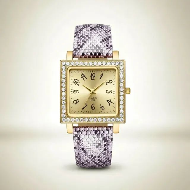 relógio feminino quadrado cristais quartzo