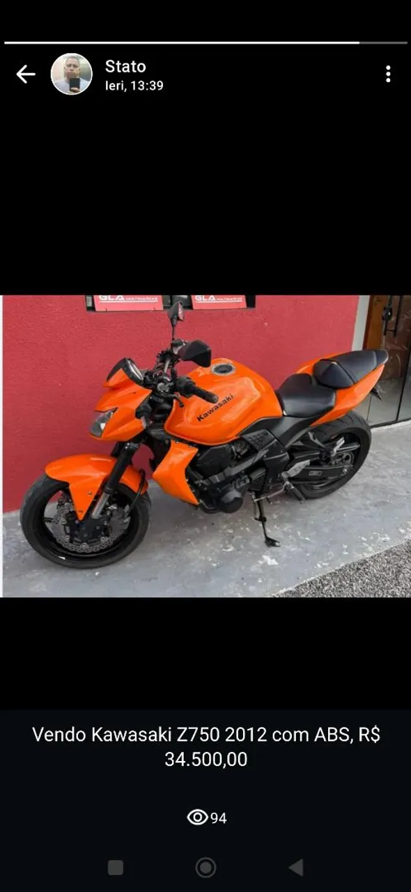 Kawasaki Z750 aceito troca