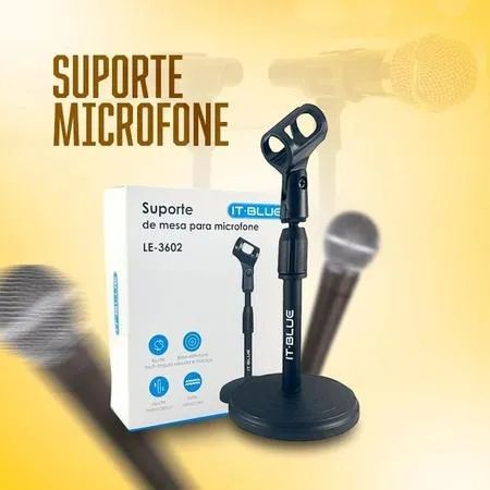 Suporte Mesa Pra Microfone Mini Pedestal Portátil Le-3602 (Entrega Grátis)