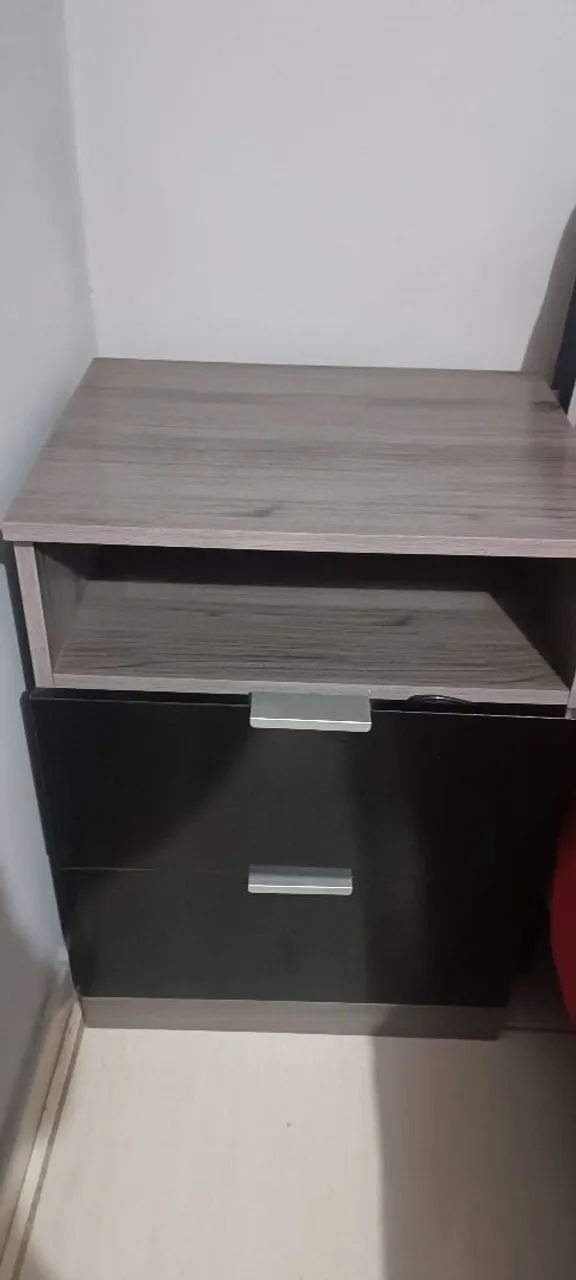 Criado-Mudo Moderno Preto e Cinza