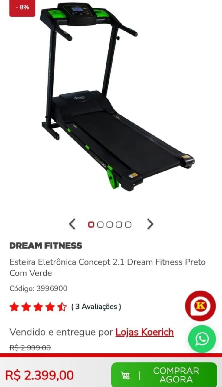 Esteira Dream Fitness Concept 2.1 Preta com Verde