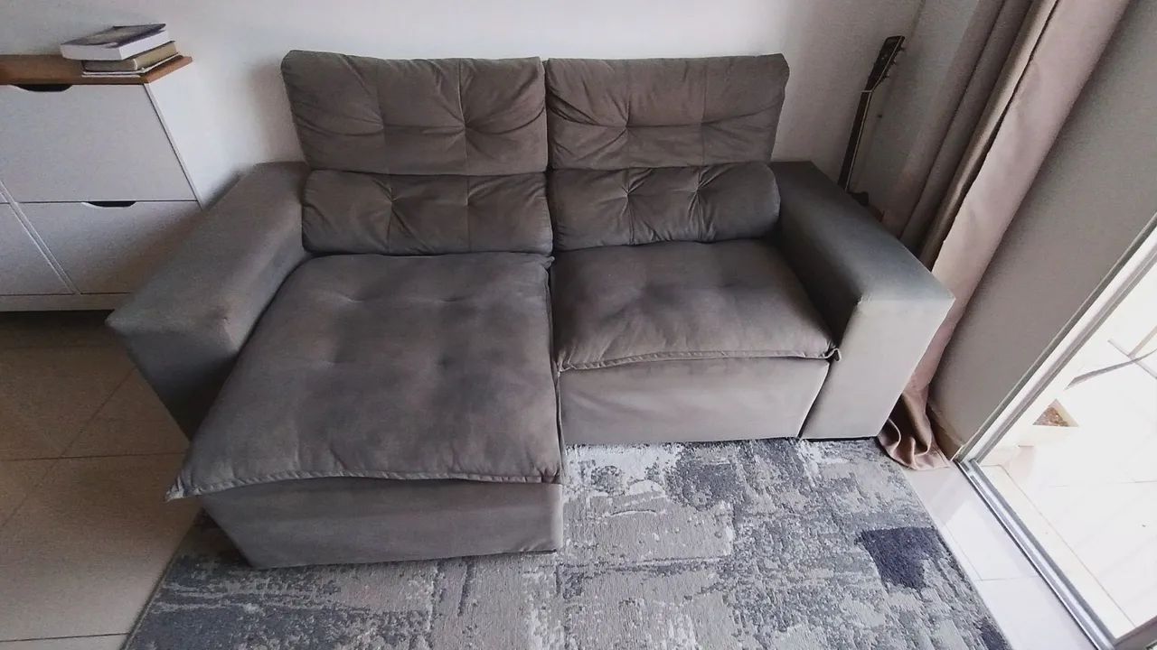 Sofá retratil cinza 2metros - Foto 3