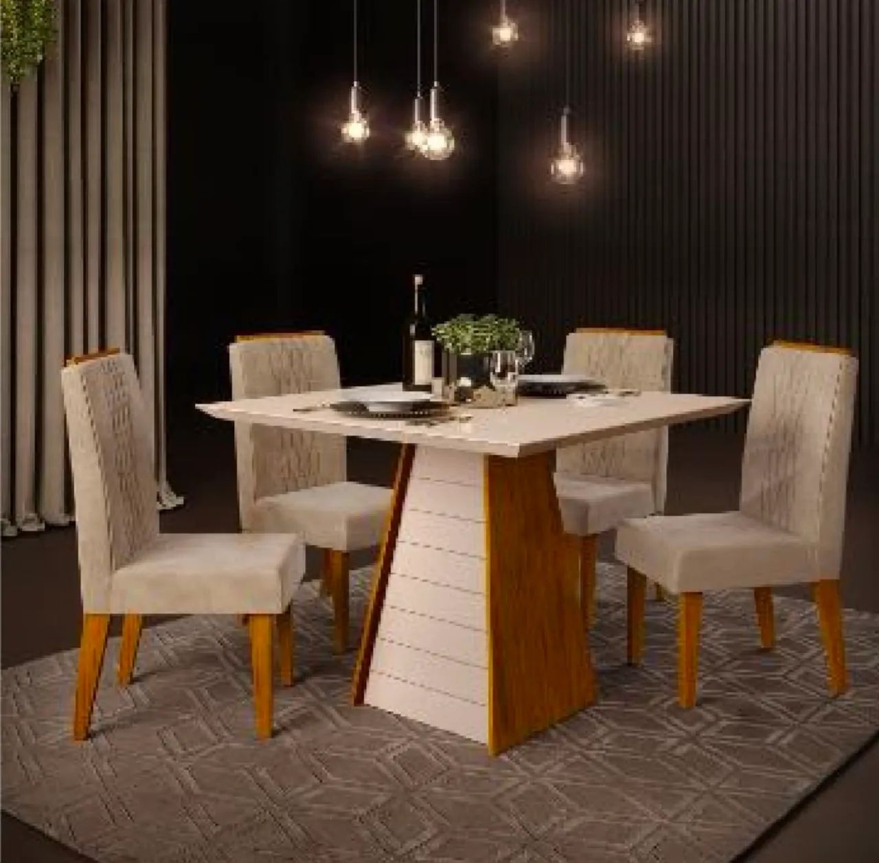 Conjunto mesa de jantar com 4 cadeiras - NOVO!