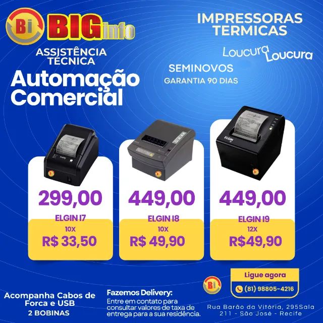 Impressora Termica Varias Marcas 10x - Garantia - Centro do Recife - Assistencia Tecnica - Foto 2