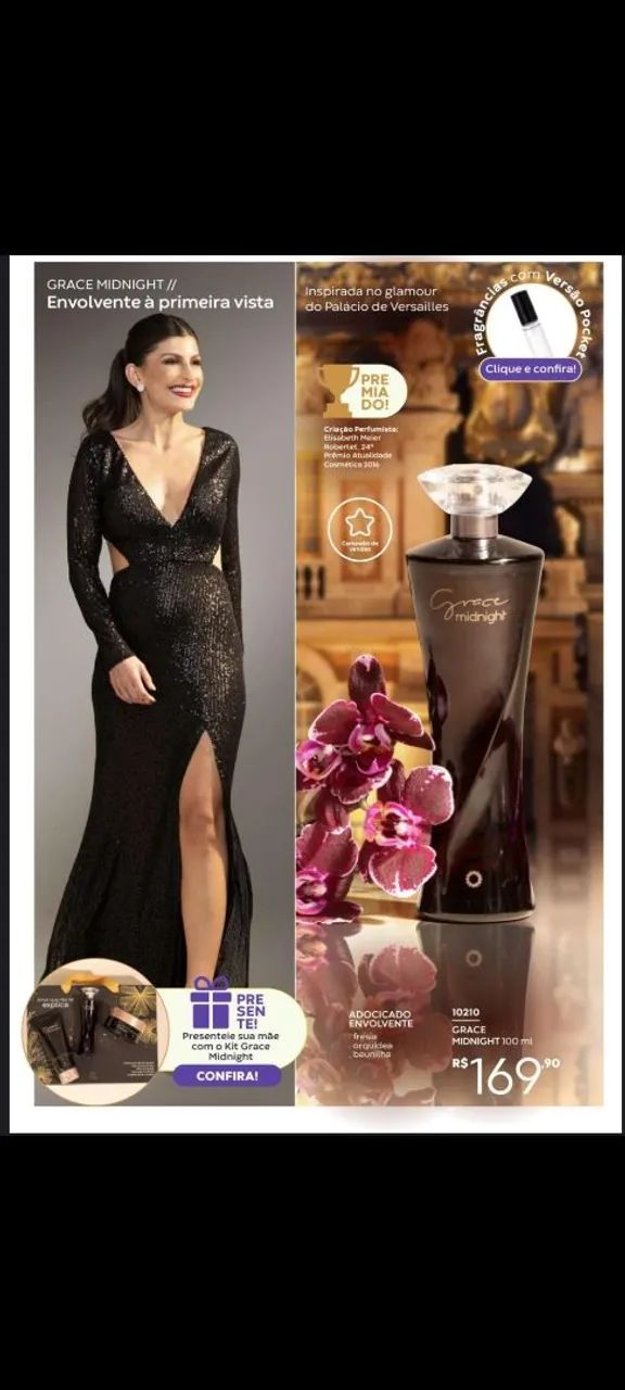   EXCELENTES PERFUMES Perfume Grace Midnight 100ml - Envolvente e Inspirado no Glamour
