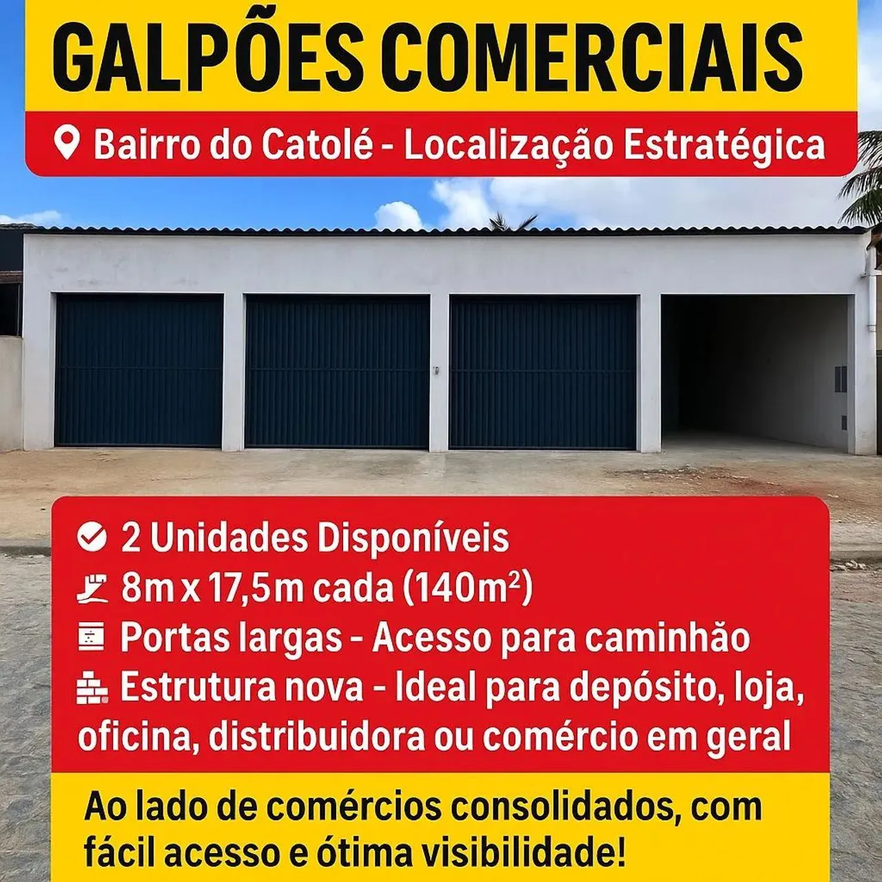 ALUGO GALPÃO COMERCIAL NO BAIRRO DO CATOLE