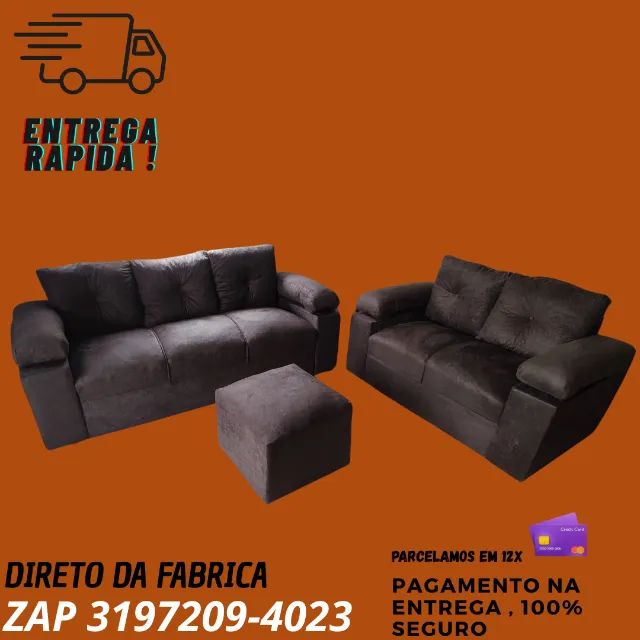 Sofá 2 e 3 Lugares Sonata - Espuma D33 e Estrutura Reforçada