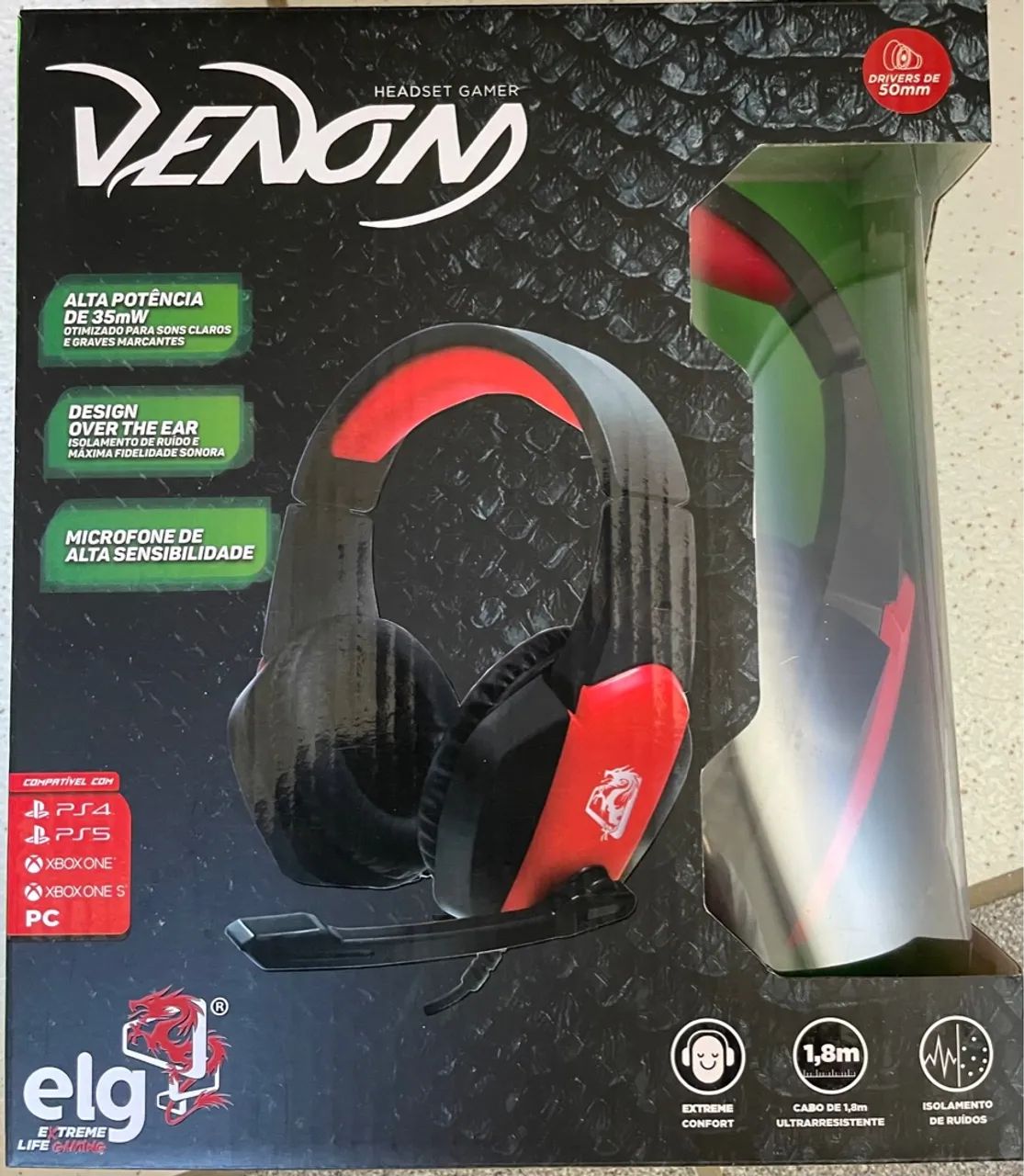 Headset gamer Venon Elg com fio - Foto 4