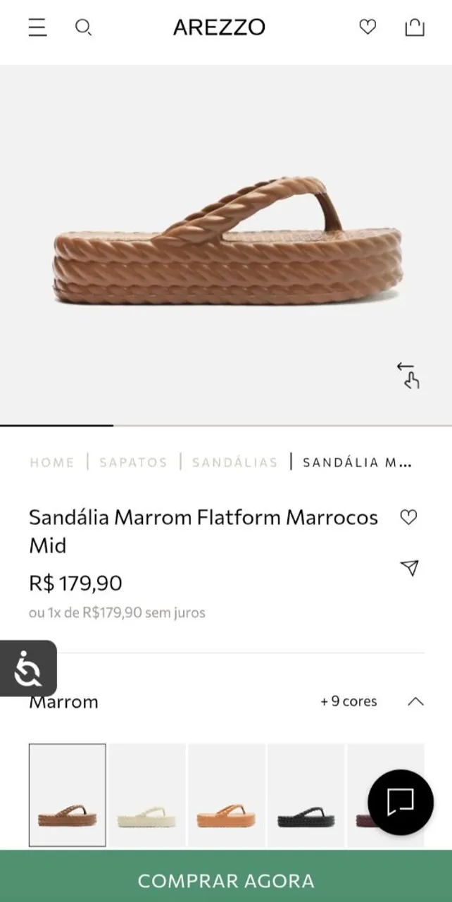 Sandália Marrom Flatform Marrocos Mid - Arezzo