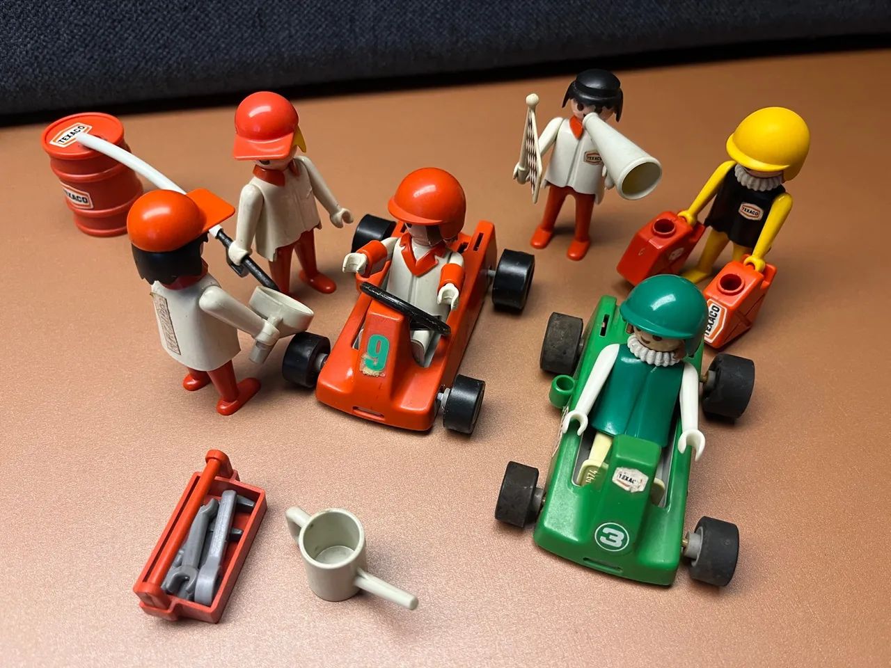 Playmobil trol texaco antigo kart fórmula 1 
