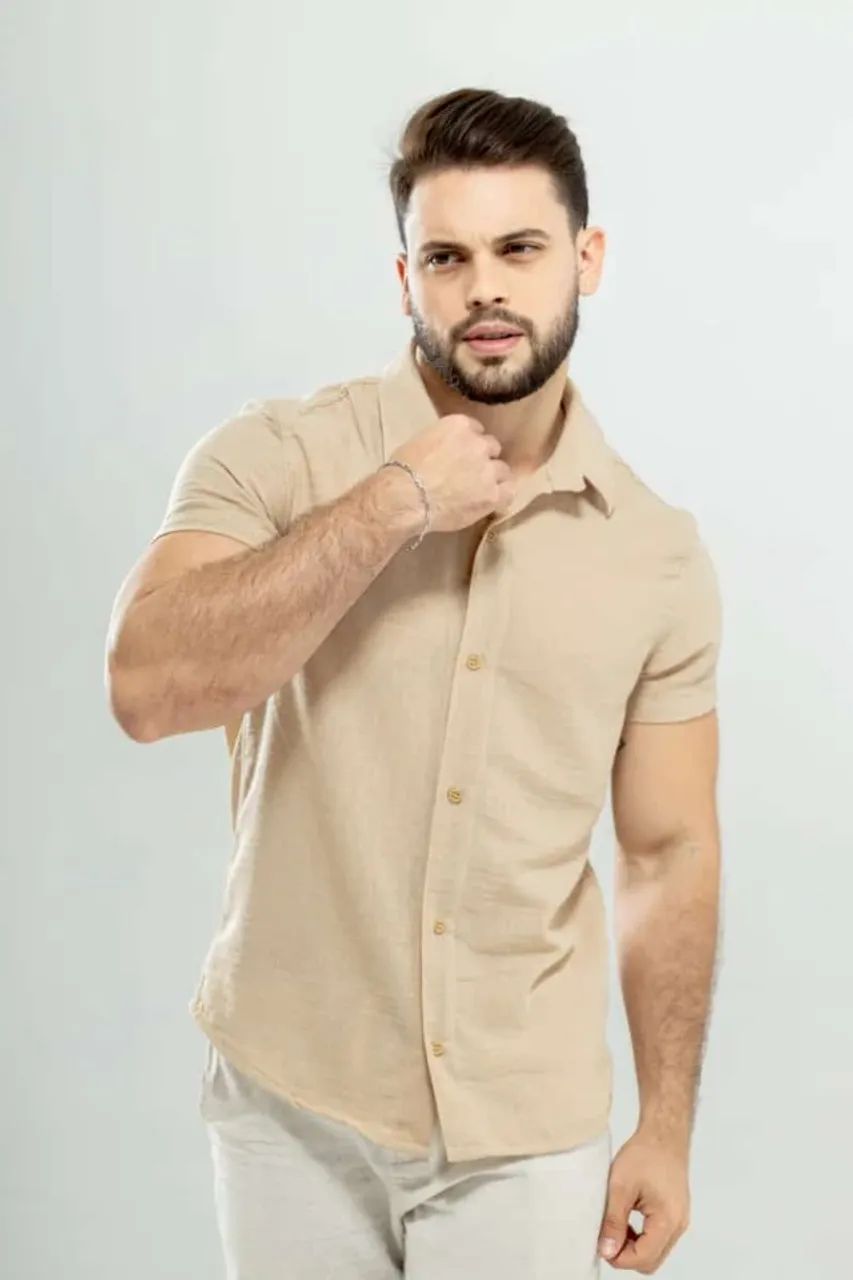 Camisa de Linho Manga Curta - Foto 3