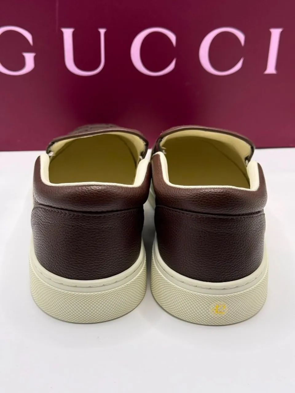 Tenis Gucci Slip on Marrom couro - tam 40 - Foto 5