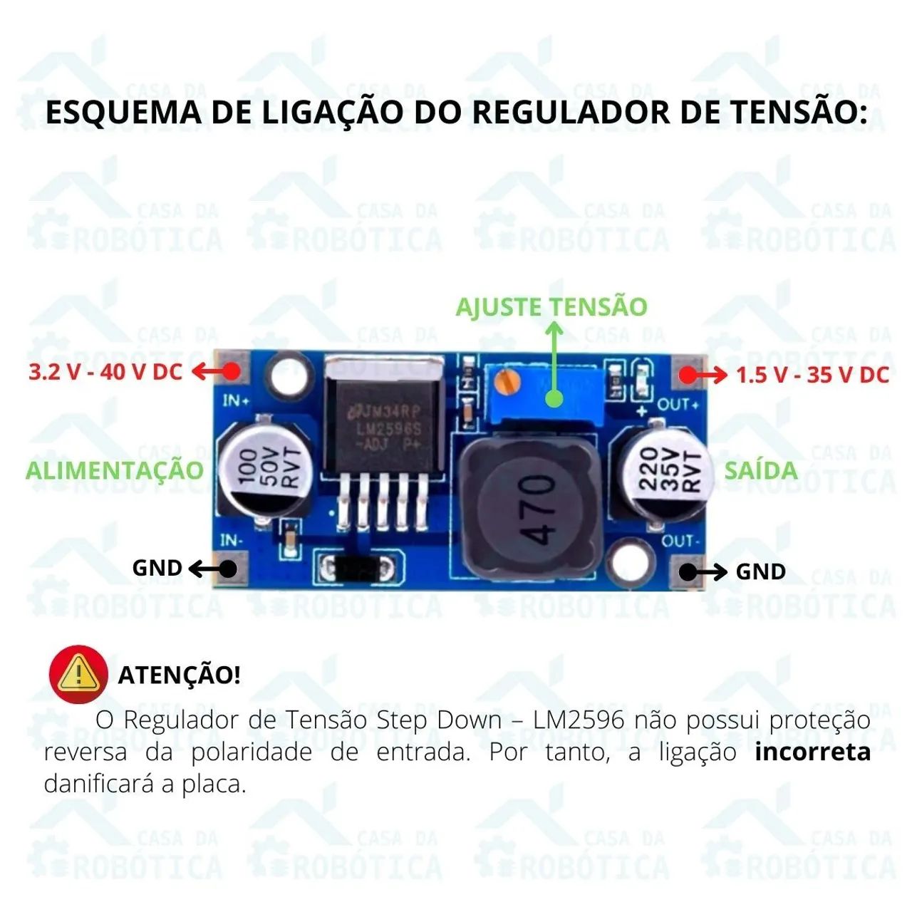 Placa reguladora de tensão Módulo LM2596 - Placa step down - Foto 2