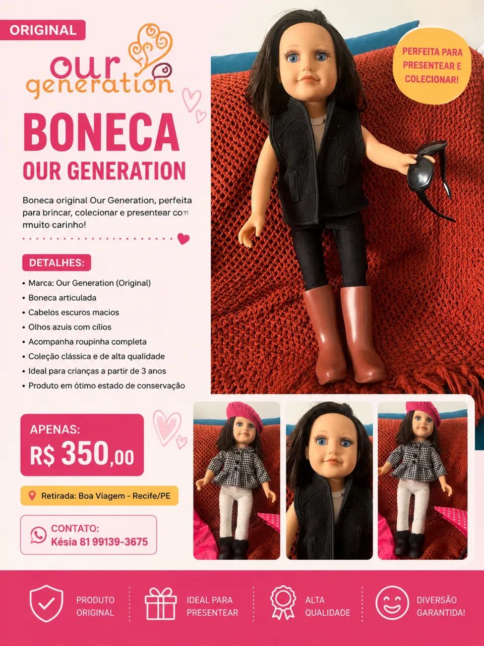 Boneca Our Generation original excelente 