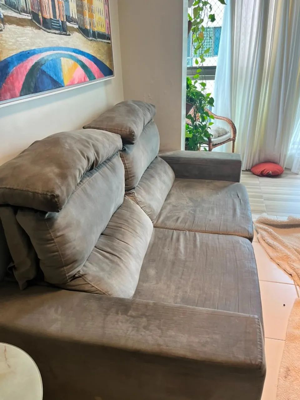 Sofá retrátil e reclináveis três lugares, usado - Foto 3