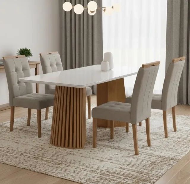 Mesa Belluno 120 com 4 Cadeiras Florença