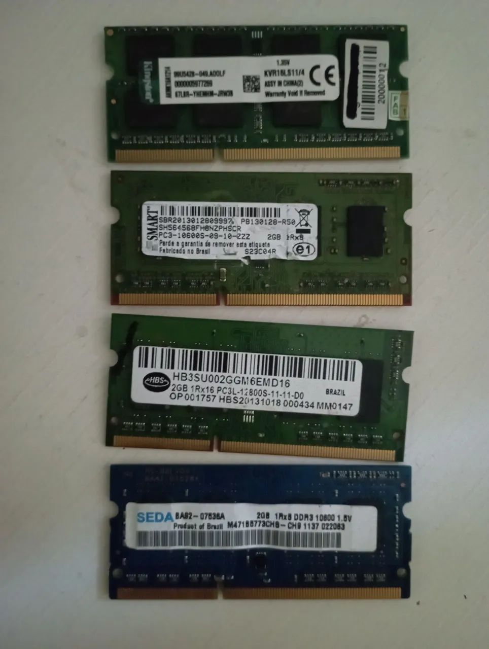 Lot of 4 DDR3 Laptop Memory Modules