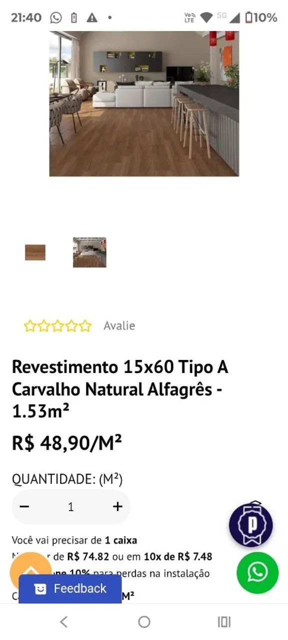 Piso/Revestimento Alfagres carvalho natural 15x60  4 caixas total 6m2 - Foto 4