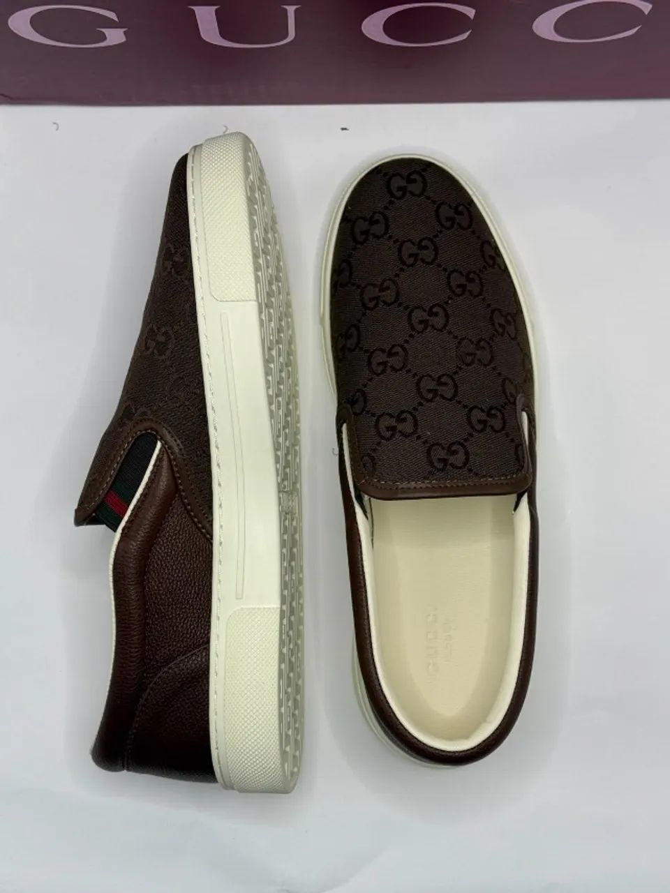 Tenis Gucci Slip on Marrom couro - tam 40 - Foto 3