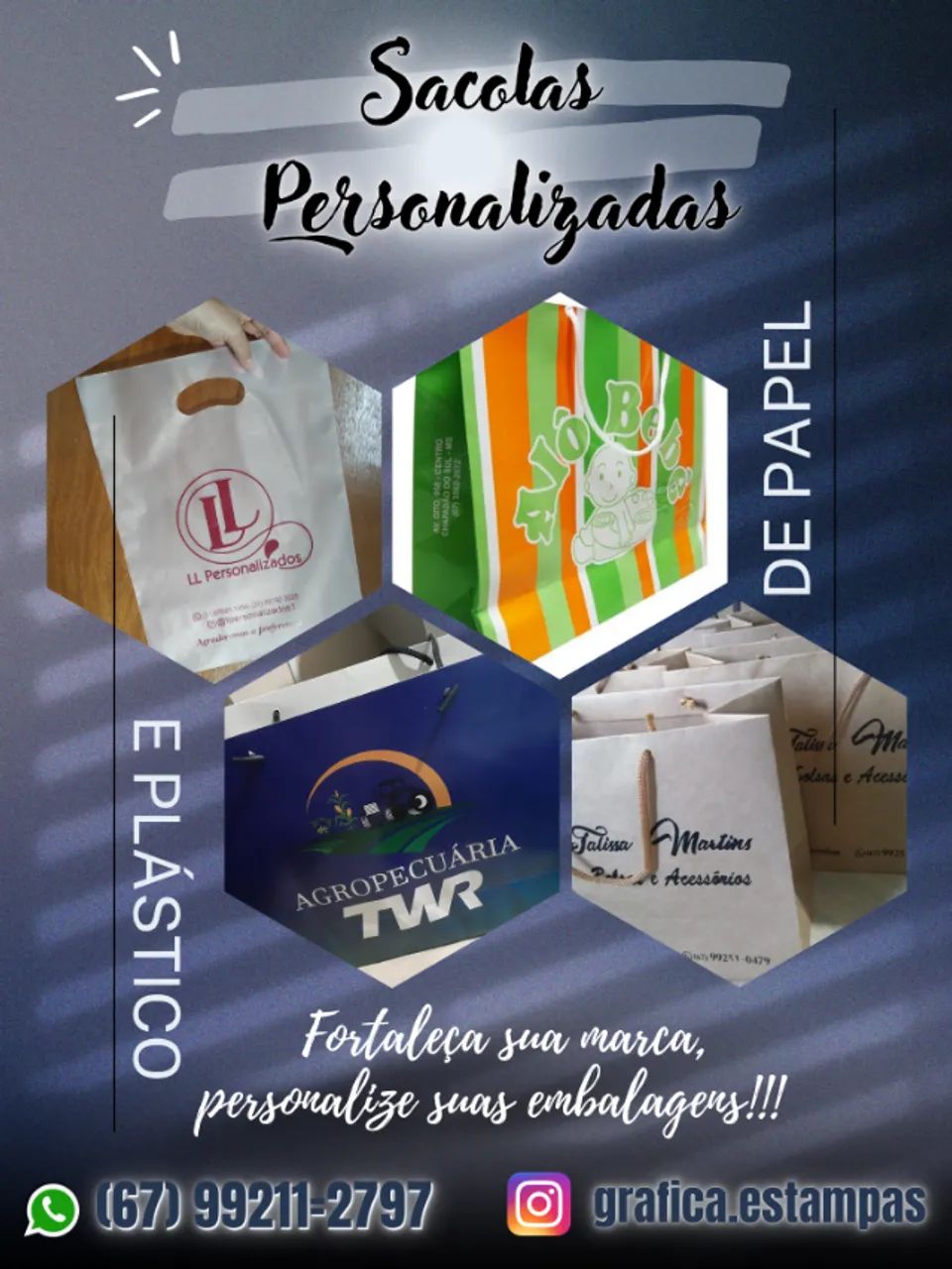 Sacola de papel e plastico personalizadas