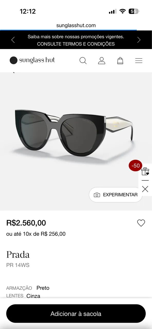 Óculos Prada original 