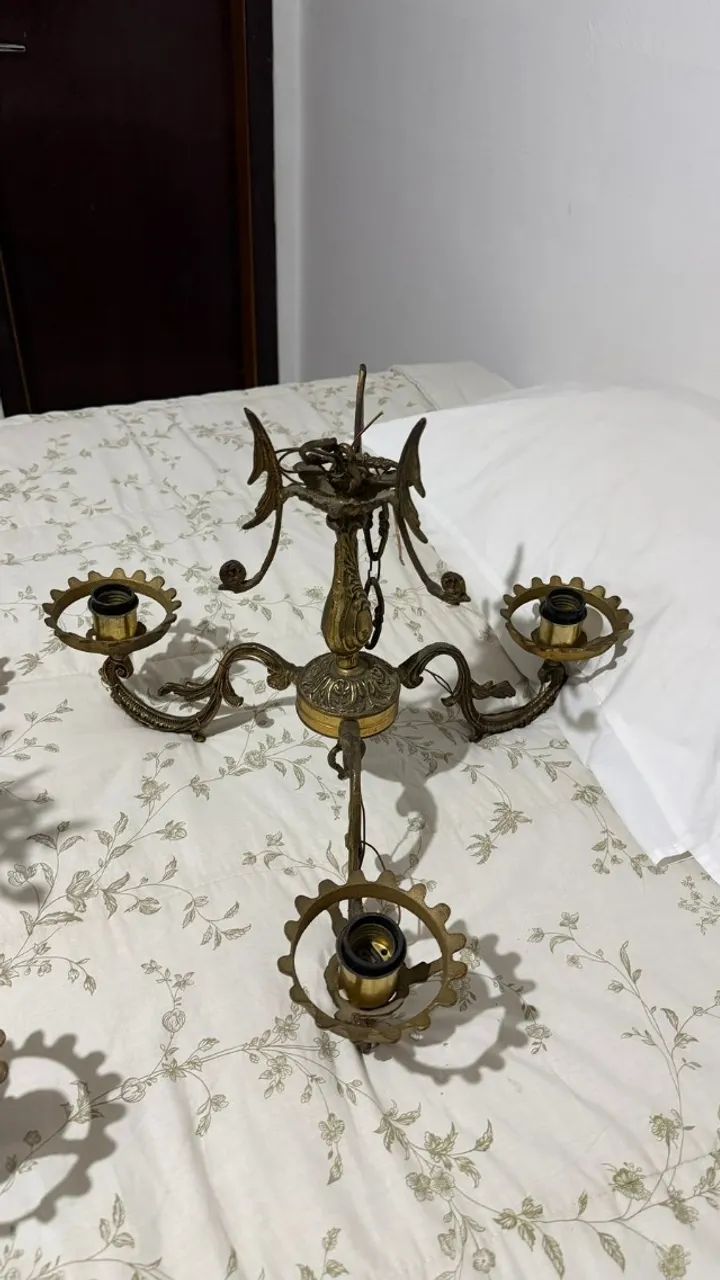 lustre estilo colonial antigo para 3 lampadas
